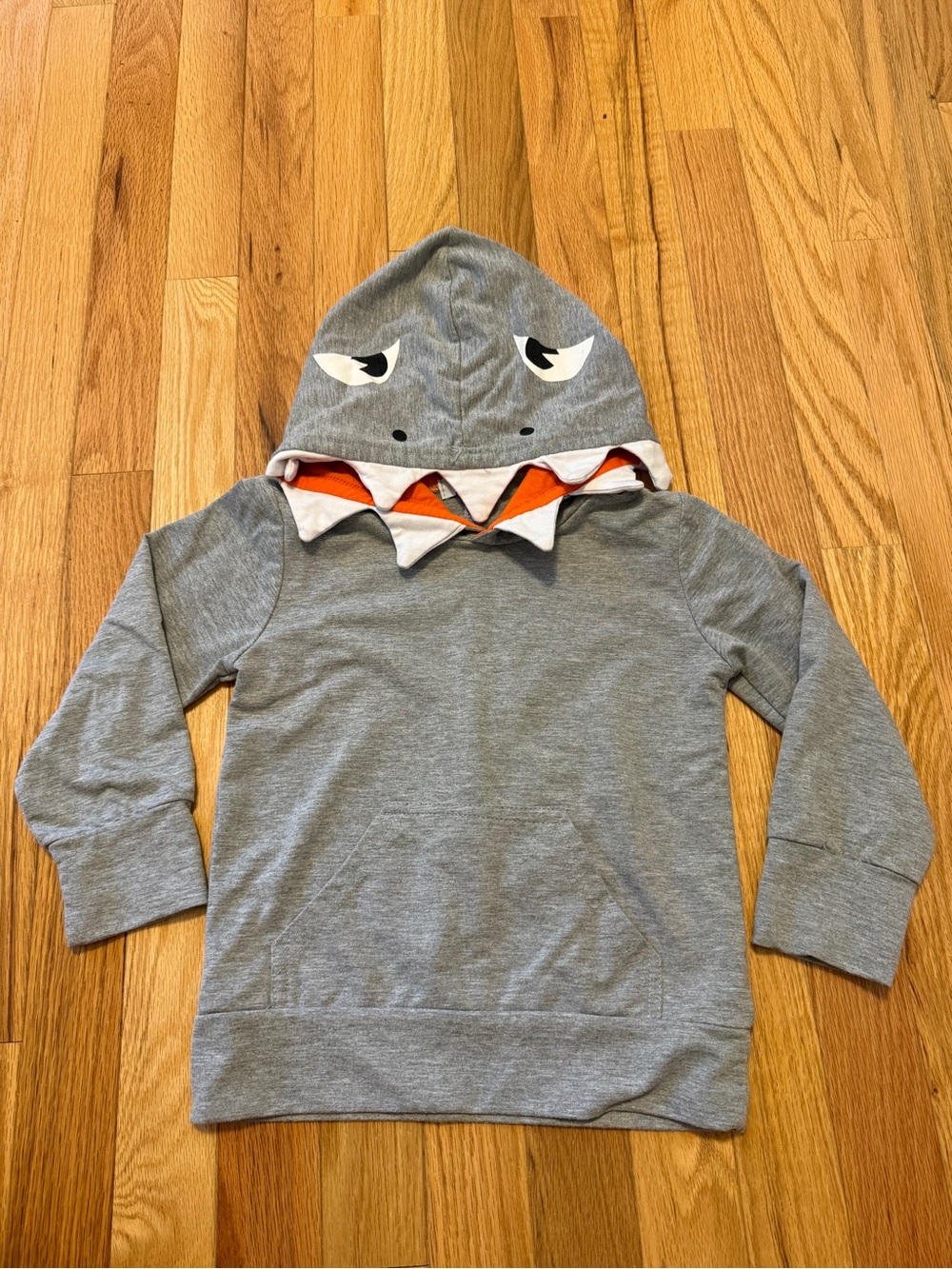 Grey Kids Shark Hooded Pullover Sweatshirt